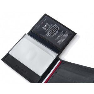 Tommy Hilfiger Men's Leather RFID Bifold Wallet - Balck